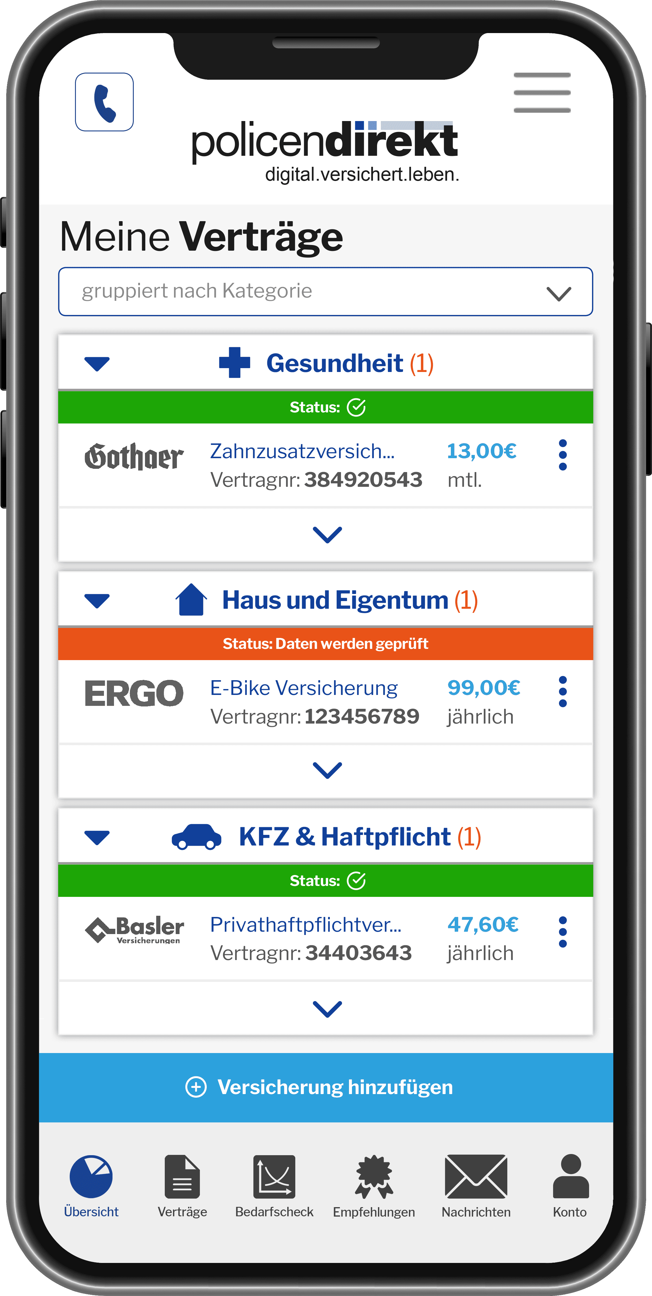 versicherungsmanager policen direkt